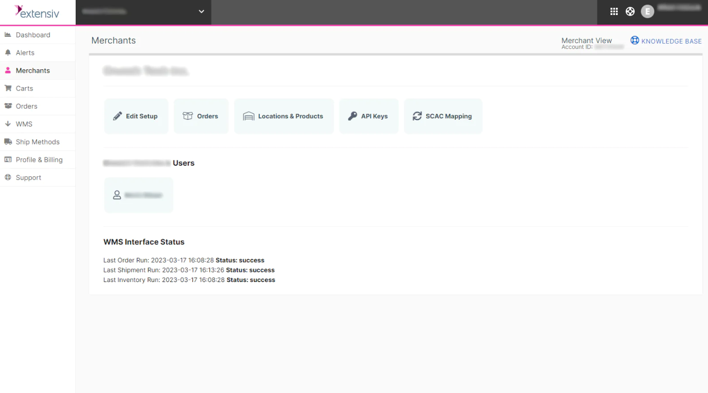 screenshot of Extensiv Integration Manager